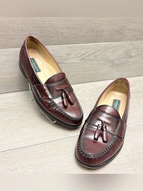 VTG Bass Weejuns Penny Loafers Burgundy Wine Leather Harris Tassel Loafers 11D